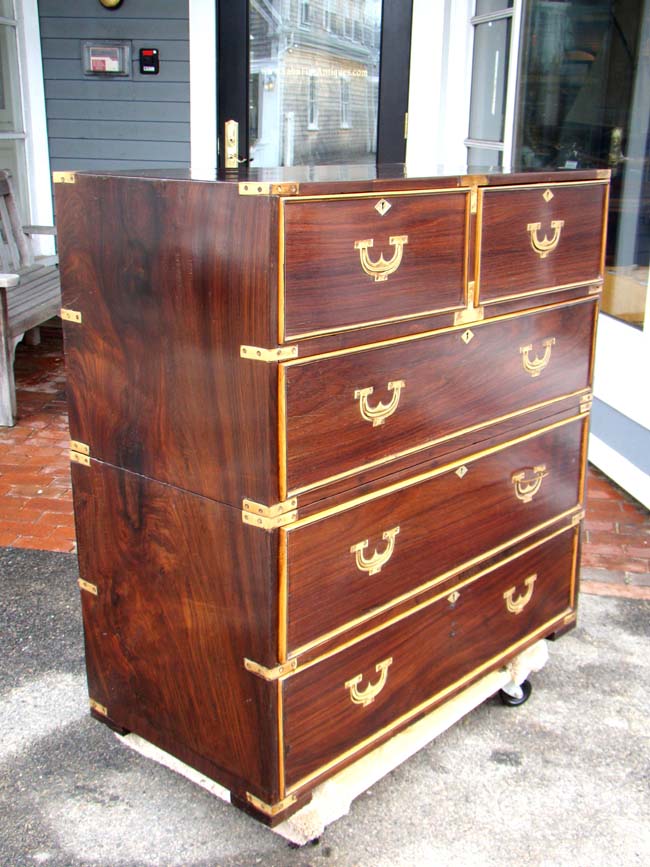 A RARE early 19th c. Rosewood Two-part CAMPAIGN Chest of Drawers circa 1810-1825 — image 3